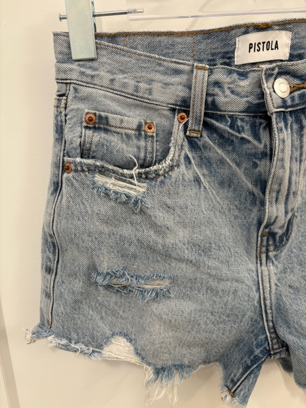 Pistola Distressed High Rise Denim Shorts Size 25 - Picture 3 of 9